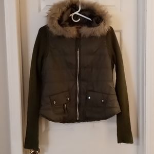 Lena Jeans Medium Women's Faux Fur Hooded Jacket